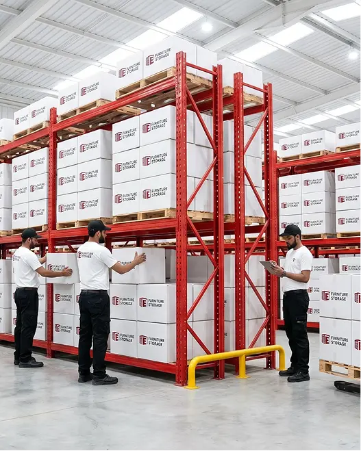 E Furniture Storage warehouse storage Dubai with pallet racking and loading bays